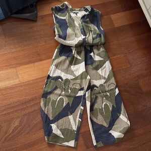 DREW Green and Blue Patterned Jumpsuit